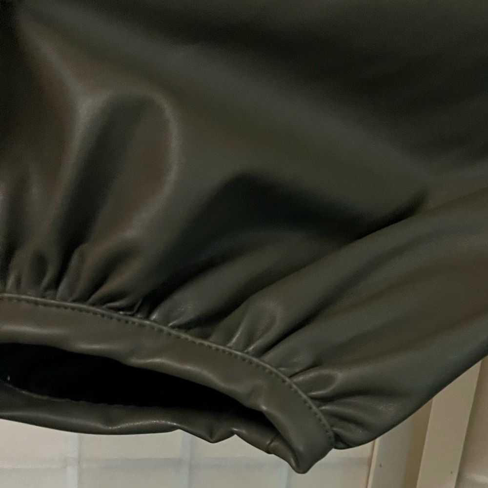 Topshop Olive Faux Leather Dress - Picture 6 of 7